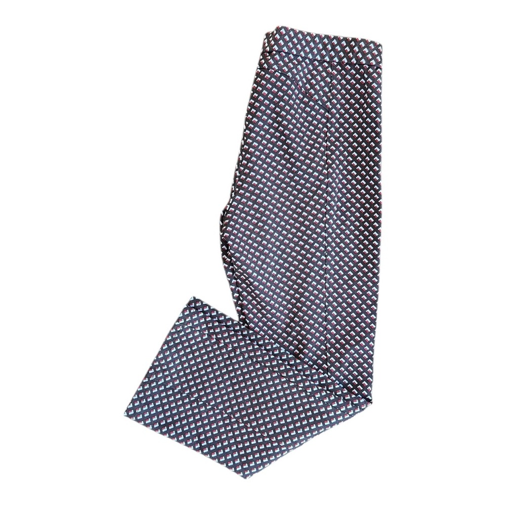 Tory Burch Sport Blue Patterned stitch front seam Straight Leg Pants Size Large - Picture 1 of 10